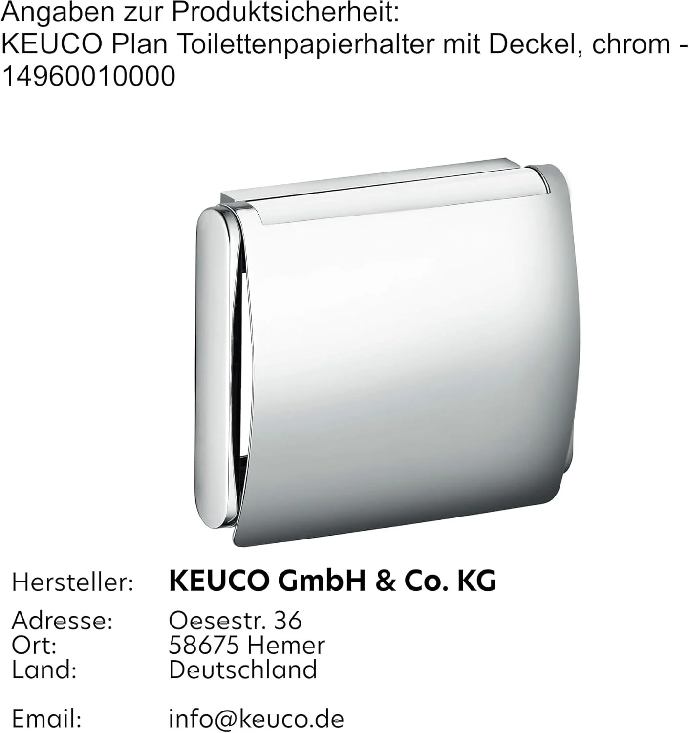 Keuco Plan 14960 Toilet Paper Holder with Lid Chrome Keuco Plan 14960 Toilet Paper Holder with Lid Chrome