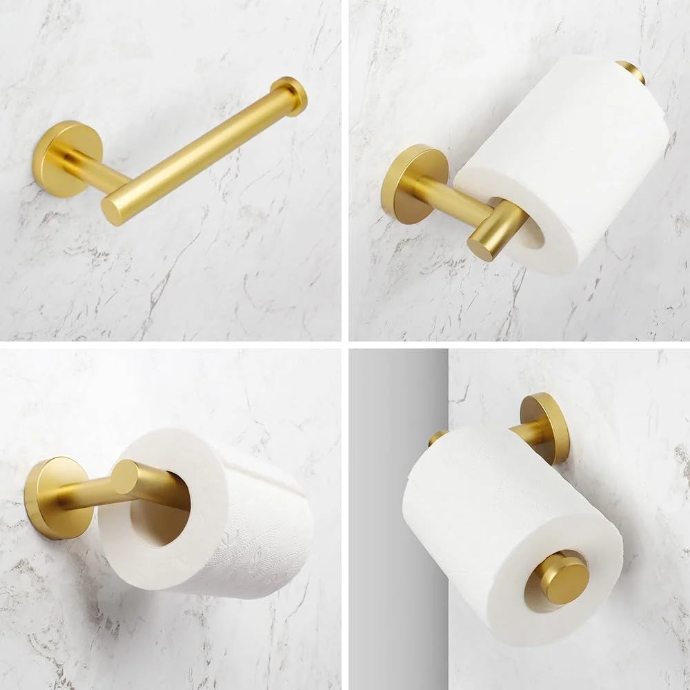 kimzcn 3-Pieces Bathroom Hardware Set Gold Stainless Steel Wall Mounted - includes Toilet Paper Holder, 2X Robe Towel Hooks kimzcn 3-Pieces Bathroom Hardware Set Gold Stainless Steel Wall Mounted - includes Toilet Paper Holder, 2X Robe Towel Hooks