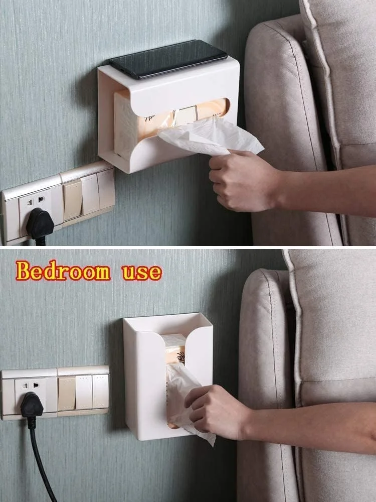 Khazna Tissue Box - Portable Toilet Paper Holder, Toilet Tissue Dispenser, Wall-Mounted Storage Box for Living Room, Bathroom, Kitchen, Toilet and Office Room,white,1 Count (Pack of 1) Khazna Tissue Box - Portable Toilet Paper Holder, Toilet Tissue Dispenser, Wall-Mounted Storage Box for Living Room, Bathroom, Kitchen, Toilet and Office Room,white,1 Count (Pack of 1)