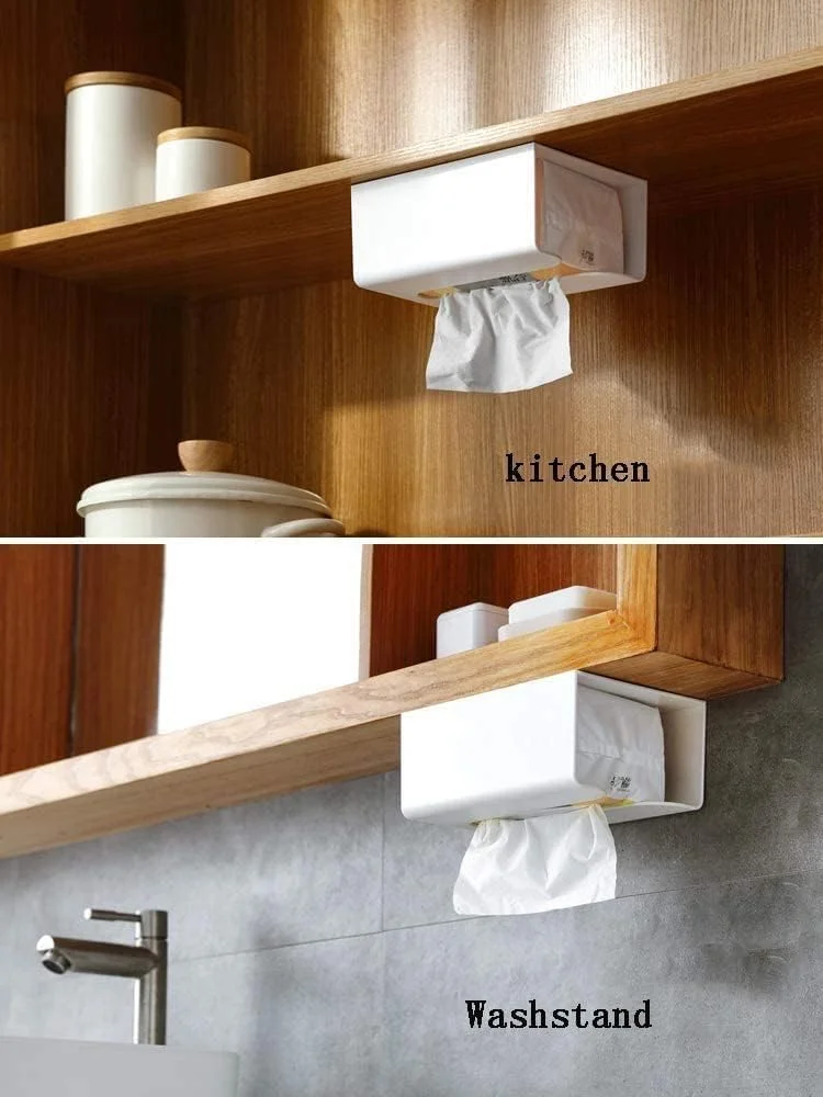 Khazna Tissue Box - Portable Toilet Paper Holder, Toilet Tissue Dispenser, Wall-Mounted Storage Box for Living Room, Bathroom, Kitchen, Toilet and Office Room,white,1 Count (Pack of 1) Khazna Tissue Box - Portable Toilet Paper Holder, Toilet Tissue Dispenser, Wall-Mounted Storage Box for Living Room, Bathroom, Kitchen, Toilet and Office Room,white,1 Count (Pack of 1)