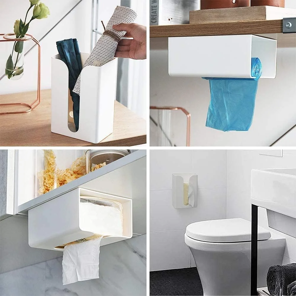 Khazna Tissue Box - Portable Toilet Paper Holder, Toilet Tissue Dispenser, Wall-Mounted Storage Box for Living Room, Bathroom, Kitchen, Toilet and Office Room,white,1 Count (Pack of 1) Khazna Tissue Box - Portable Toilet Paper Holder, Toilet Tissue Dispenser, Wall-Mounted Storage Box for Living Room, Bathroom, Kitchen, Toilet and Office Room,white,1 Count (Pack of 1)