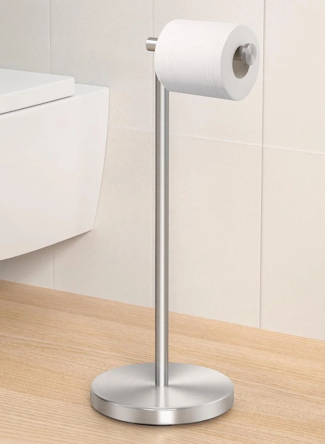 پایه نگهدارنده دستمال توالت KES، استیل ضد زنگ SUS 304، پایه رول دستمال کاغذی توالت، پایه ایستاده زمینی، پرداخت مدرن برس خورده، BPH283S1-2