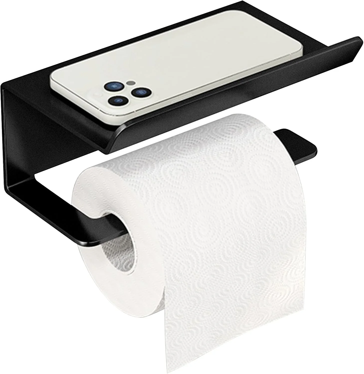 جا دستمال توالت دیواری Keinlan، جا کاغذی توالت با قفسه، جا دستمال توالت مشکی مات با قفسه تلفن، جا دستمال کاغذی توالت با قفسه، لوازم جانبی آشپزخانه حمام - مشکی