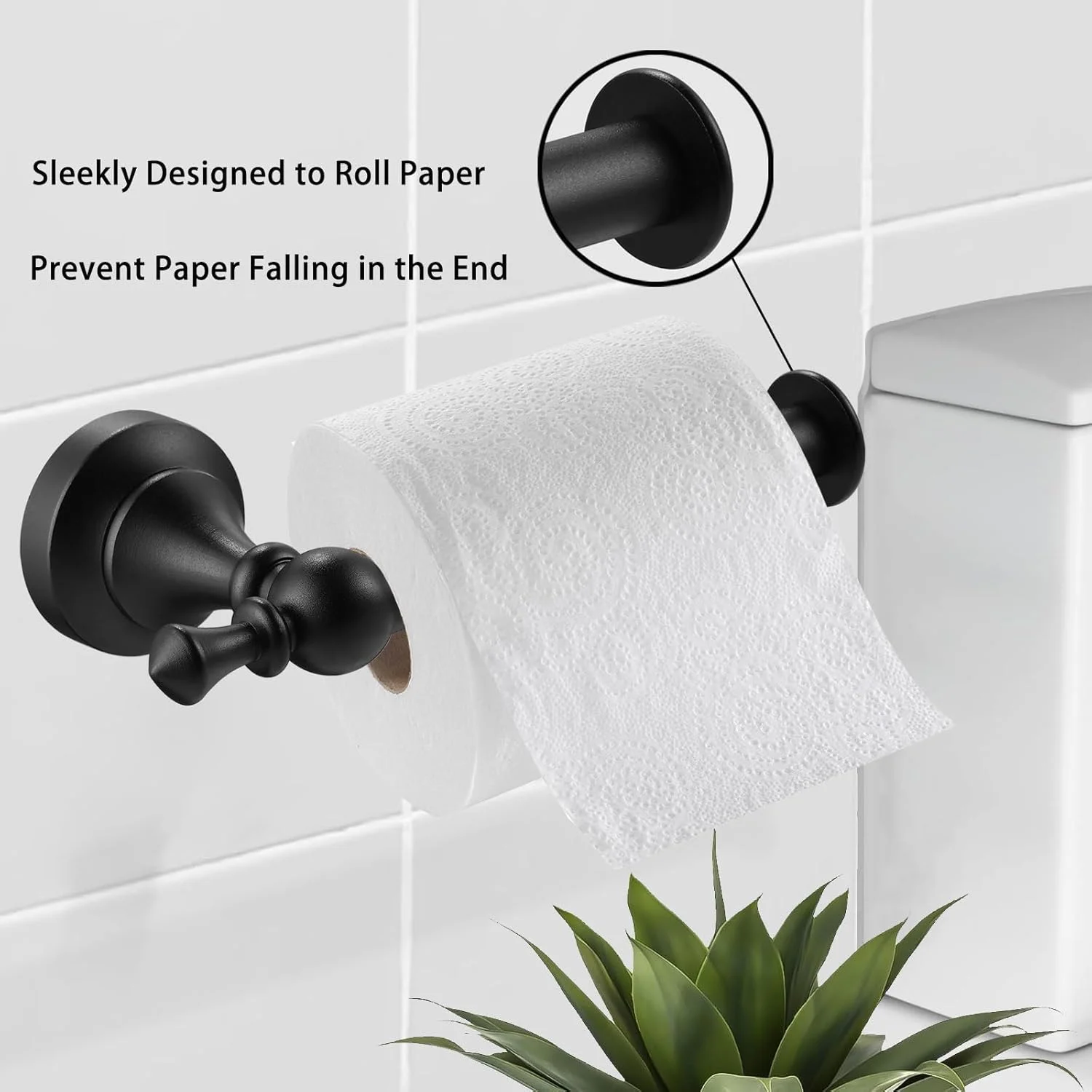 نگهدارنده دستمال توالت دیواری Katezon - نگهدارنده رول دستمال کاغذی گرد مشکی مات رترو برای رول بزرگ، نگهدارنده رول دستمال توالت آلومینیومی ممتاز برای حمام، دستشویی، ضد زنگ (مشکی)