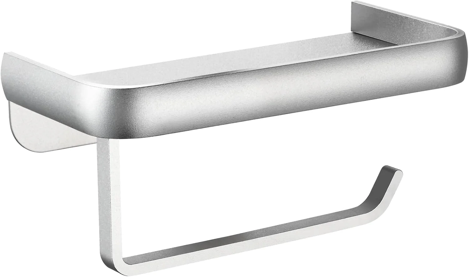 جا دستمال کاغذی توالت Katezon با قفسه تلفن، نصب دیواری چسبی یا پیچی، ضد زنگ و چند منظوره، پخش کننده فلزی برای نگهداری لوازم حمام (نقره ای)