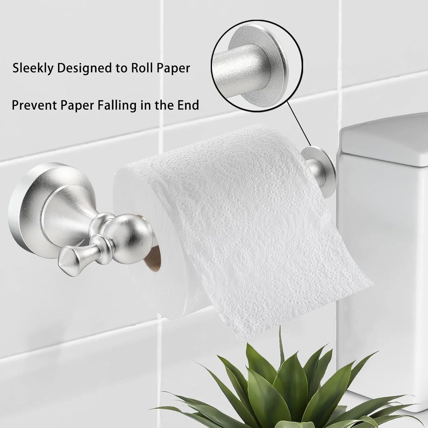 نگهدارنده دستمال توالت دیواری Katezon - نگهدارنده رول دستمال کاغذی نقره ای لوکس گرد، نگهدارنده رول دستمال توالت آلومینیومی ممتاز برای حمام، دستشویی، ضد زنگ (نقره ای)