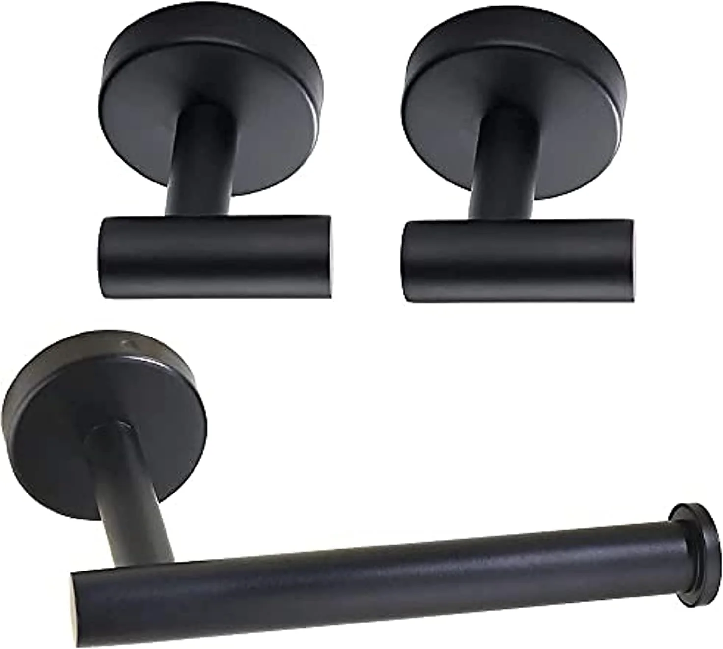 ست لوازم جانبی حمام مشکی KASTWAVE - جا دستمال کاغذی دیواری استیل ضد زنگ SUS 304، 2 عدد قلاب حوله و لباس - کیت دکوراسیون حمام شیک (3 تکه)