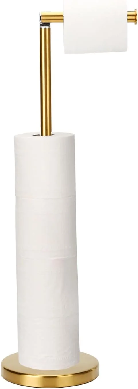 پایه نگهدارنده رول دستمال توالت Kalitro، جای نگهداری رول توالت، پایه نگهدارنده رول توالت ایستاده برای حمام (طلایی)