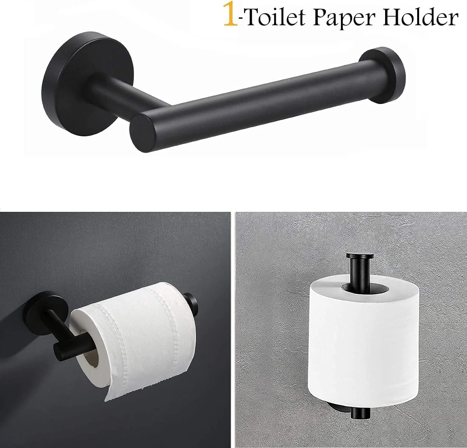 ست لوازم جانبی حمام مشکی KASTWAVE - جا دستمال کاغذی دیواری استیل ضد زنگ SUS 304، 2 عدد قلاب حوله و لباس - کیت دکوراسیون حمام شیک (3 تکه)