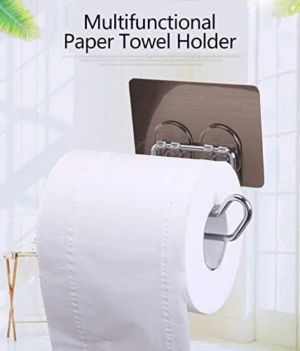 نگهدارنده دستمال توالت استیل ضد زنگ بدون نیاز به سوراخ کاری K.K. VillA، نگهدارنده رول دستمال کاغذی، قفسه حمام برای آشپزخانه/نگهدارنده حوله