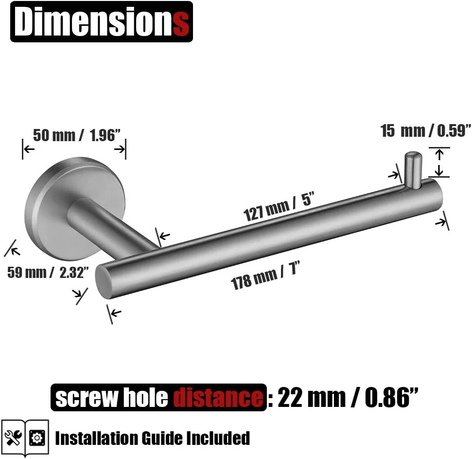 جا دستمال کاغذی توالت JQK، پخش کننده دستمال کاغذی استیل ضد زنگ 304، طول 5 اینچ، مناسب برای رول های بزرگ، نصب دیواری، نیکل برس خورده جا دستمال کاغذی توالت JQK، پخش کننده دستمال کاغذی استیل ضد زنگ 304، طول 5 اینچ، مناسب برای رول های بزرگ، نصب دیواری، نیکل برس خورده