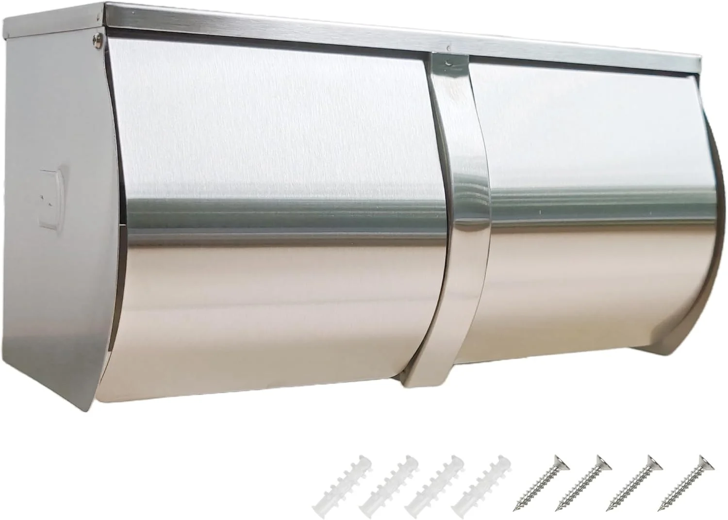 جا دستمال کاغذی رولی دوقلو JIQILIHAI، جا دستمال کاغذی تجاری استیل ضد زنگ، نصب دیواری، نگهدارنده دستمال توالت ضد آب دو رول کنار هم با قفسه برای سرویس بهداشتی حمام