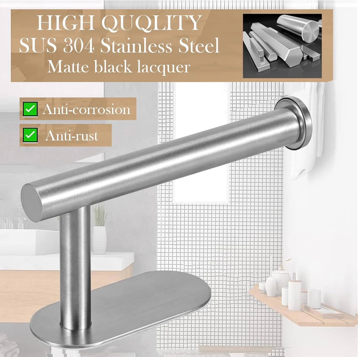 جا دستمال کاغذی توالت JOPOFI - جا دستمال کاغذی خود چسب دیواری برای حمام، استیل ضد زنگ SUS 304، نصب آسان بدون نیاز به سوراخ کاری - نیکل برس خورده