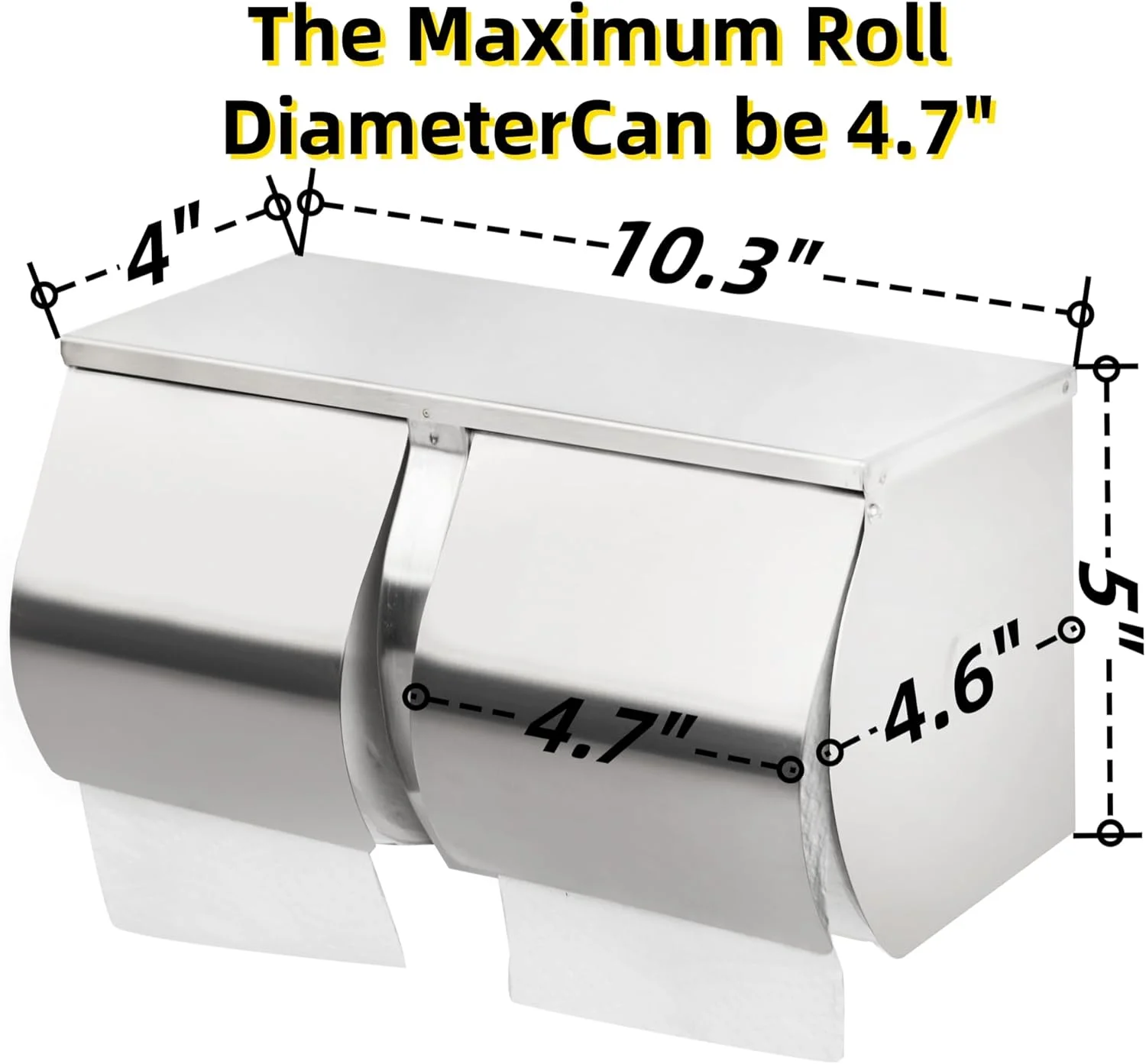 جا دستمال کاغذی رولی دوقلو JIQILIHAI، جا دستمال کاغذی تجاری استیل ضد زنگ، نصب دیواری، نگهدارنده دستمال توالت ضد آب دو رول کنار هم با قفسه برای سرویس بهداشتی حمام