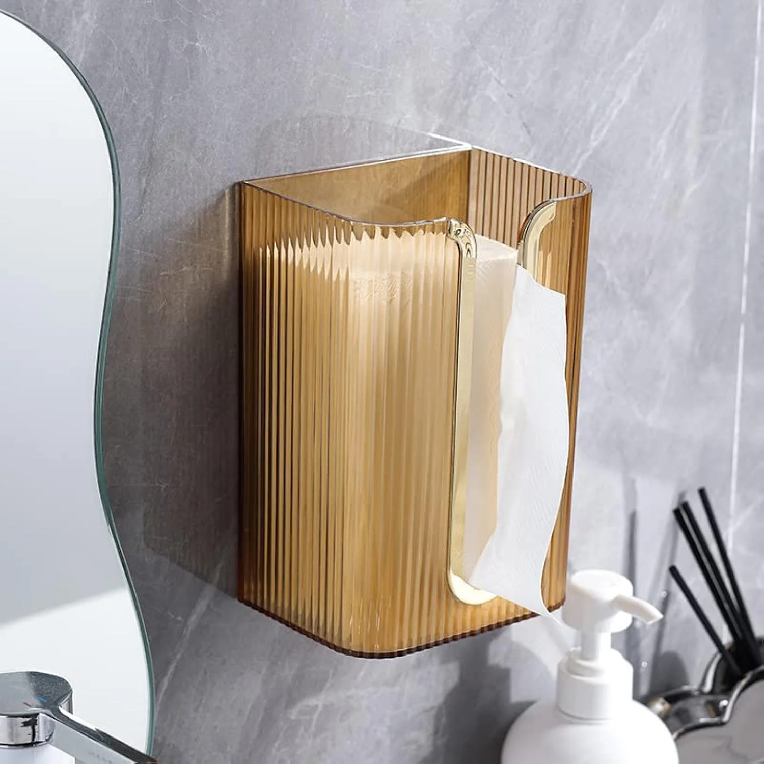 جا دستمال کاغذی دیواری JOIMAR، نگهدارنده دستمال توالت، جعبه پخش کننده دستمال کاغذی و محل نگهداری، نگهدارنده دستمال کاغذی برای آشپزخانه حمام (طلایی)