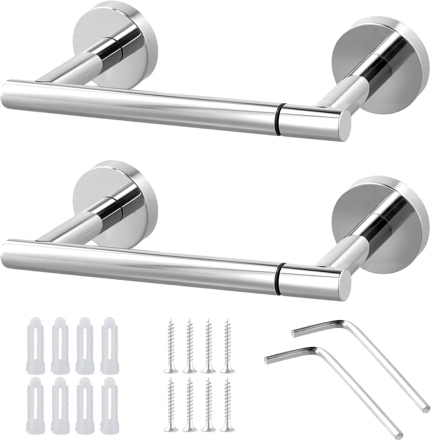 نگهدارنده رول توالت JEUIHAU بسته 2 عددی، نصب دیواری، استیل ضد زنگ SUS 304، نگهدارنده کاغذ توالت کروم چرخشی دو پایه برای حمام، کابینت، آشپزخانه