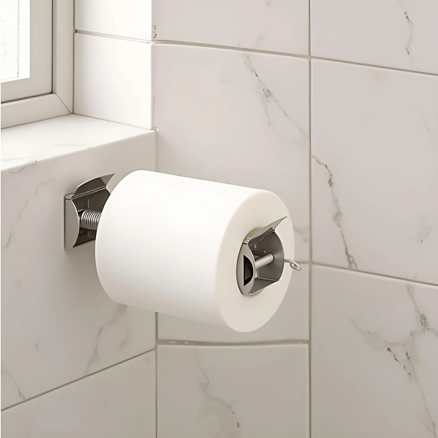 غلتک های دستمال توالت پلاستیکی سفید Jinshining، نگهدارنده رول، غلتک نگهدارنده دستمال توالت، میله جایگزین فنری، سخت افزار حمام