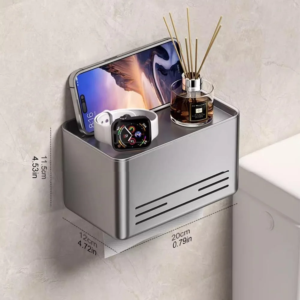 جا دستمال کاغذی دیواری او-جی ای وای یو مناسب دستشویی - جعبه دستمال کاغذی چند منظوره ضد آب برای رول و دستمال کاغذی جعبه ای با سینی جداشدنی و طراحی پنجره دید (خاکستری)