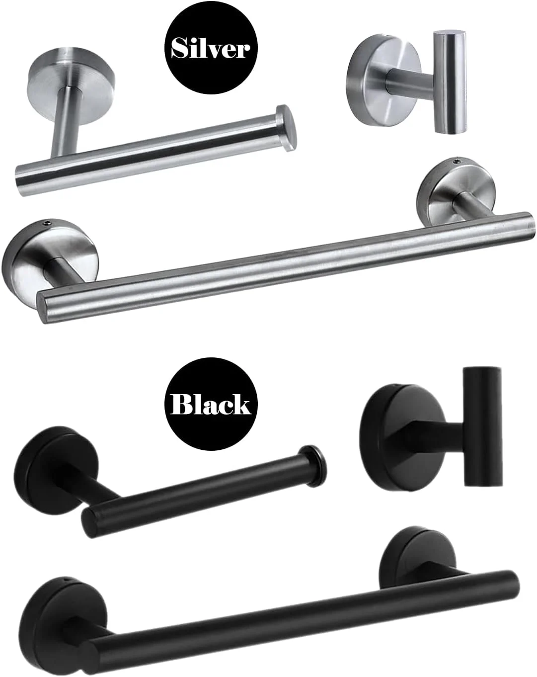 ست میله حوله، جا دستمال توالت و قلاب ایرووامی 3 تکه، استیل ضد زنگ، نصب دیواری با دریل