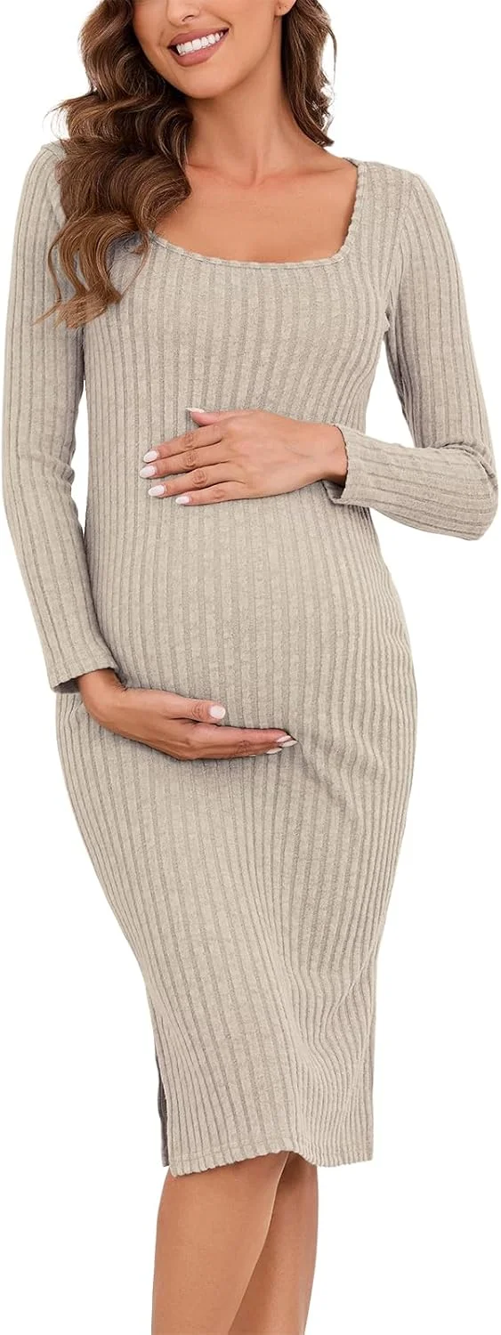 پیراهن بارداری آستین بلند بافتنی لاهیلو مناسب پاییز و زمستان