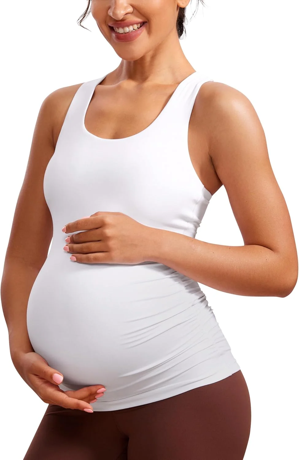 تاپ بارداری زنانه CRZ YOGA Butterluxe، رکابی، بدون آستین، یوگا، دارای سوتین داخلی و طراحی چین دار