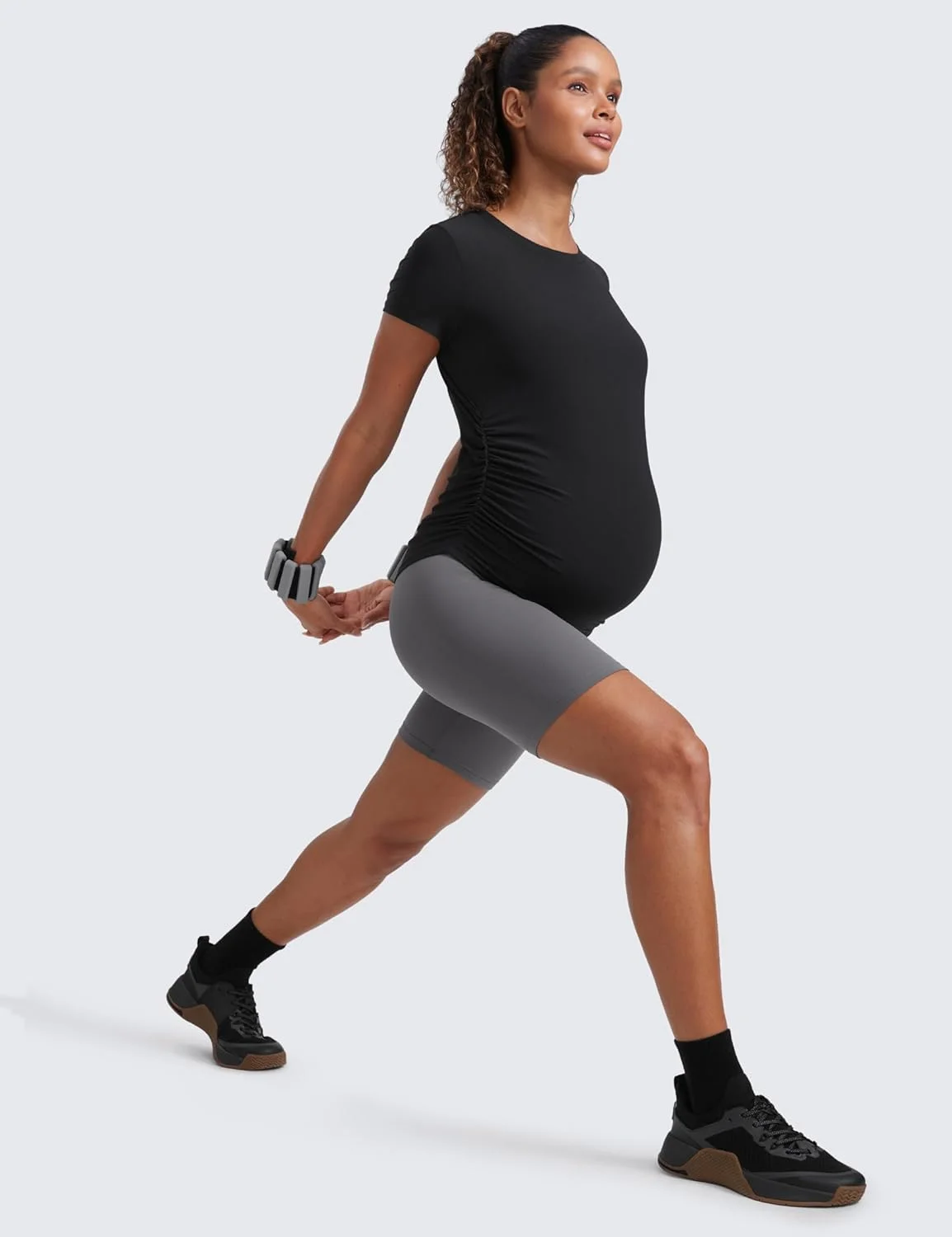 تی شرت بارداری زنانه CRZ YOGA Cloudweight آستین کوتاه با طراحی چین دار در پهلو، مناسب تمرینات ورزشی و استفاده روزمره