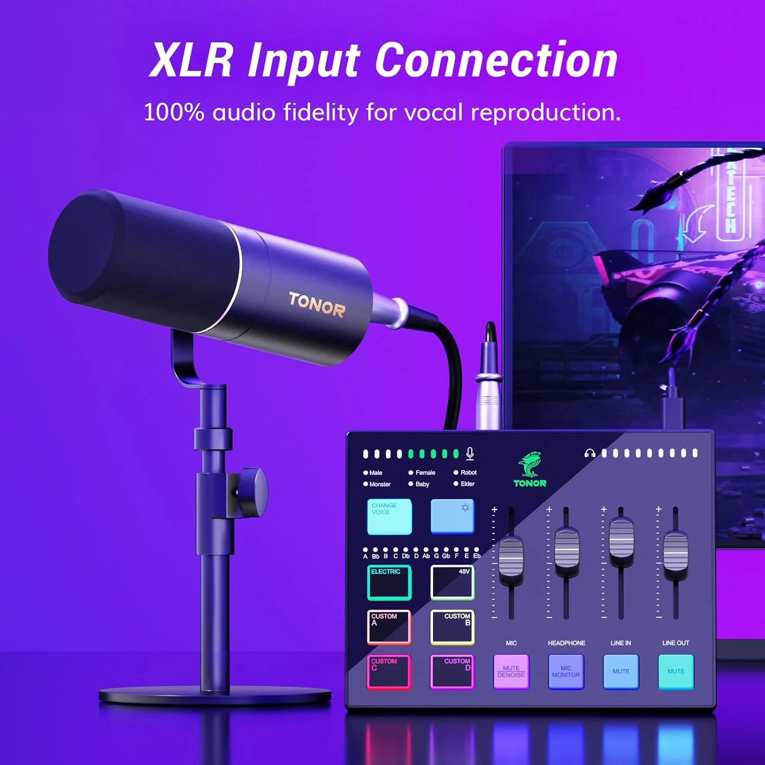 کارت صدای گیمینگ TONOR مدل TX310، میکسر صوتی RGB با پری امپ حرفه ای، کانال های 6.5 میلی متری و XLR، پشتیبانی از ورودی ساز، کنترل های مستقل صدا، مناسب برای بازی، پخش زنده و تولید محتوا کارت صدای گیمینگ TONOR مدل TX310، میکسر صوتی RGB با پری امپ حرفه ای، کانال های 6.5 میلی متری و XLR، پشتیبانی از ورودی ساز، کنترل های مستقل صدا، مناسب برای بازی، پخش زنده و تولید محتوا