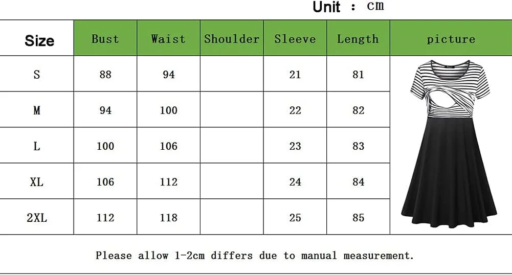 لباس بارداری زنانه Cicano، طرح راه راه، تکه دوزی شده، مناسب شیردهی، مدل Slim Fit، کژوال و مدل A-Line