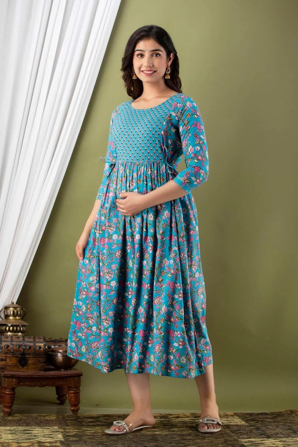 لباس بارداری زنانه صورتی تیره مدل COTTON HTHRANG_01 بارداری