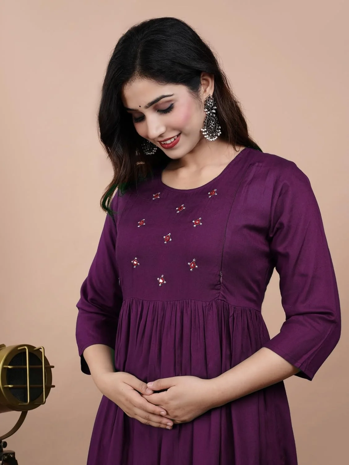 کرتی بارداری و شیردهی زنانه ATTiREZiLLA مدل Anarkali ریون با گلدوزی کرتی بارداری و شیردهی زنانه ATTiREZiLLA مدل Anarkali ریون با گلدوزی