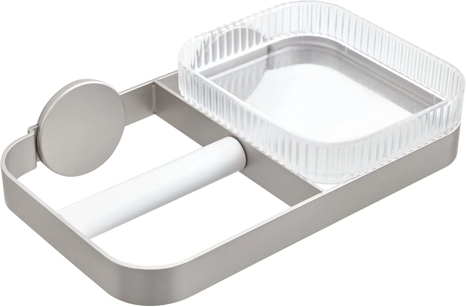 جا دستمال توالت دیواری iDesign با سینی - Elemental Fusion - شفاف/خاکستری ساتن