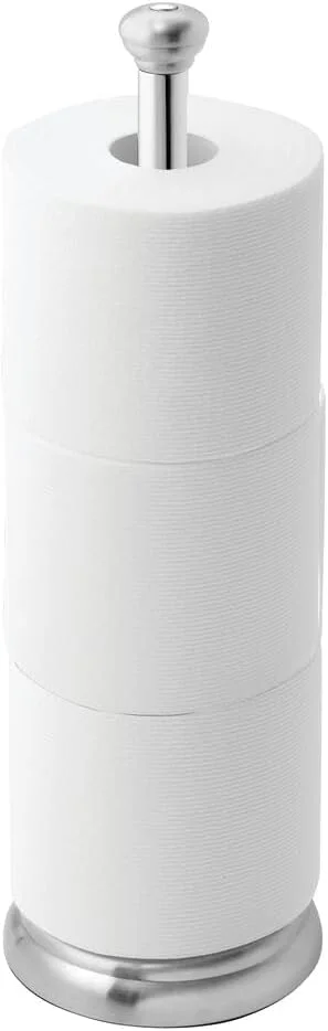 نگهدارنده رول توالت ایستاده فلزی آیدیزاین یورک، نگهدارنده کاغذ توالت، ساخته شده از فولاد ضد زنگ، ذخیره سازی کاغذ توالت، نقره ای