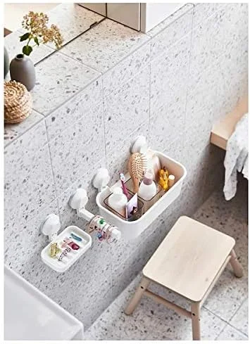 نگهدارنده رول توالت ایکیا TISKEN از پلاستیک پلی کربنات با فنجان مکنده (سفید، استاندارد)