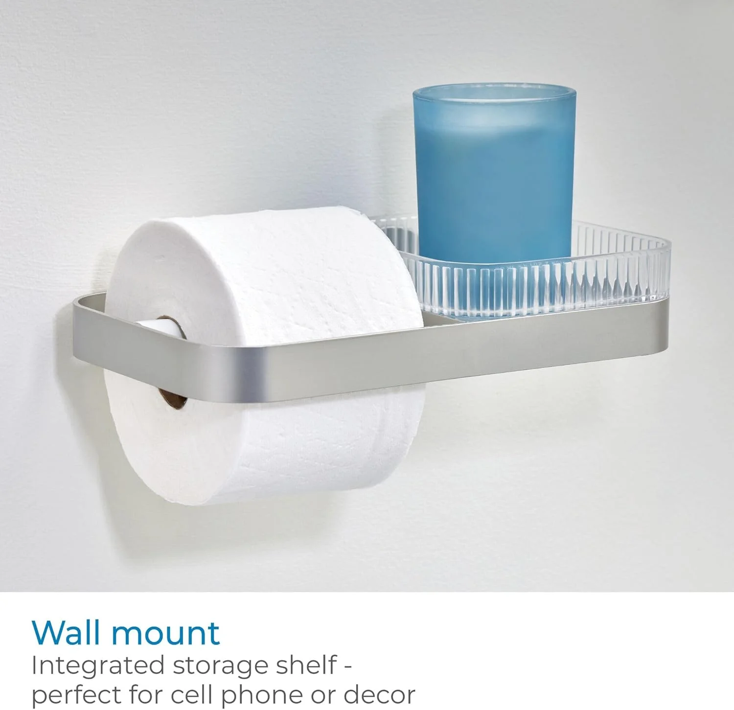 جا دستمال توالت دیواری iDesign با سینی - Elemental Fusion - شفاف/خاکستری ساتن جا دستمال توالت دیواری iDesign با سینی - Elemental Fusion - شفاف/خاکستری ساتن