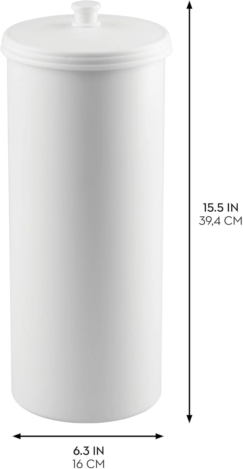 نگهدارنده پلاستیکی iDesign مدل Kent Collection - مناسب برای نگهداری 3 رول دستمال توالت، 15.87x15.87x39.37 سانتی‌متر، سفید