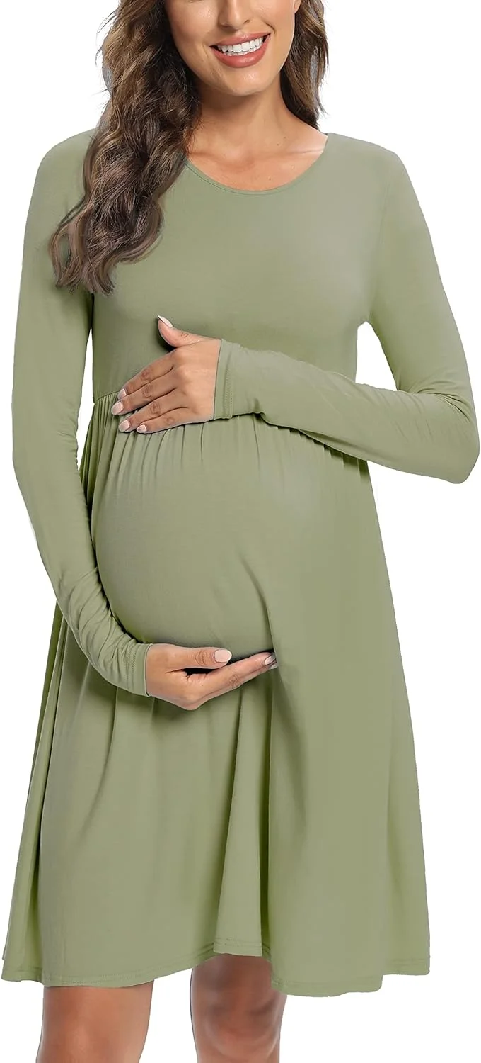 لباس بارداری آستین بلند AONESX، لباس شیک پاییزی بارداری برای استفاده روزمره، جشن نوزاد، عکاسی لباس بارداری آستین بلند AONESX، لباس شیک پاییزی بارداری برای استفاده روزمره، جشن نوزاد، عکاسی
