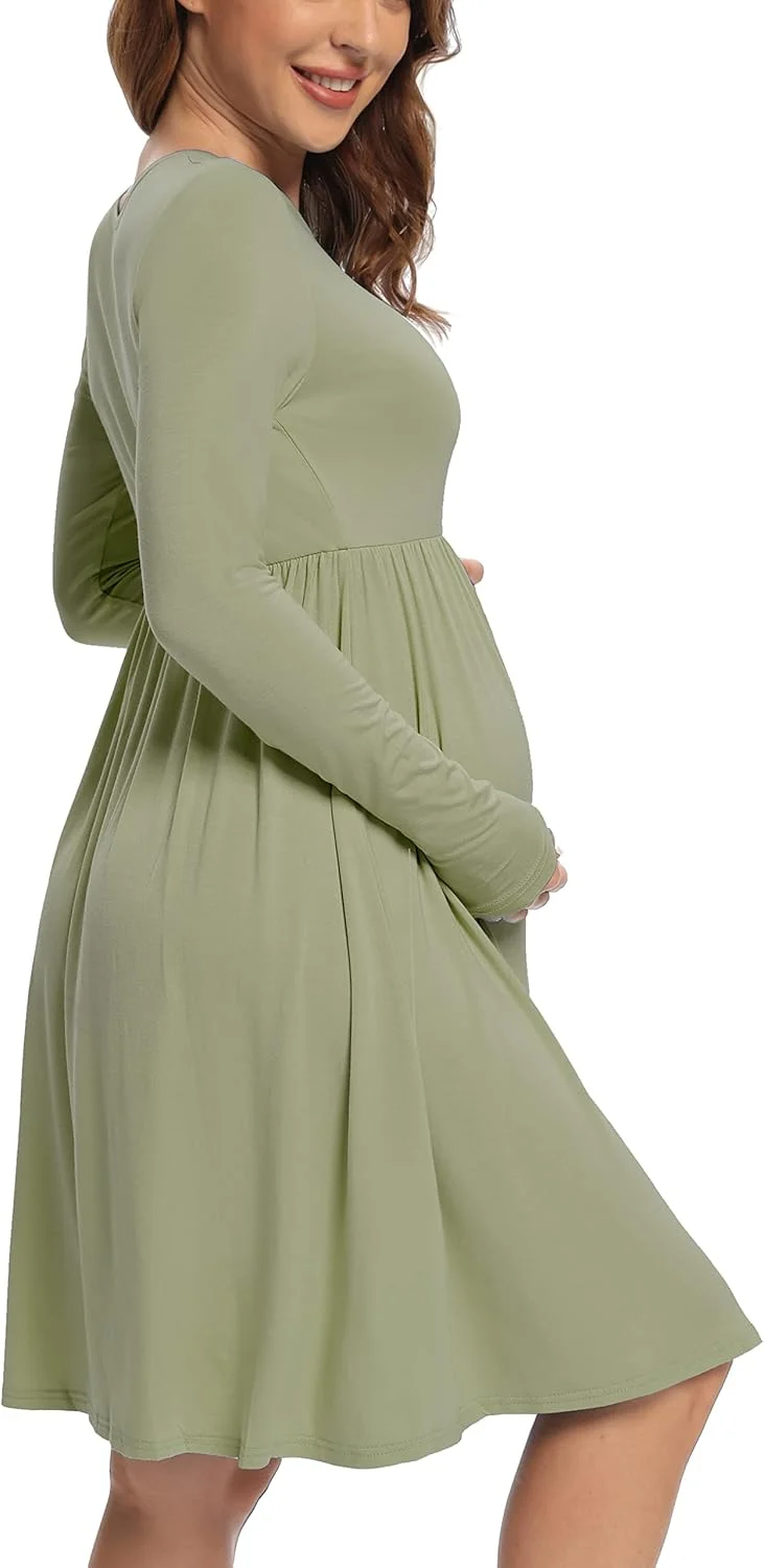 لباس بارداری آستین بلند AONESX، لباس شیک پاییزی بارداری برای استفاده روزمره، جشن نوزاد، عکاسی لباس بارداری آستین بلند AONESX، لباس شیک پاییزی بارداری برای استفاده روزمره، جشن نوزاد، عکاسی