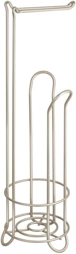 جا دستمال توالت ایستاده فلزی iDesign Classico، سازمان دهنده جمع و جور برای حمام، ظرفیت 4 رول دستمال کاغذی، نقره ای ساتن جا دستمال توالت ایستاده فلزی iDesign Classico، سازمان دهنده جمع و جور برای حمام، ظرفیت 4 رول دستمال کاغذی، نقره ای ساتن