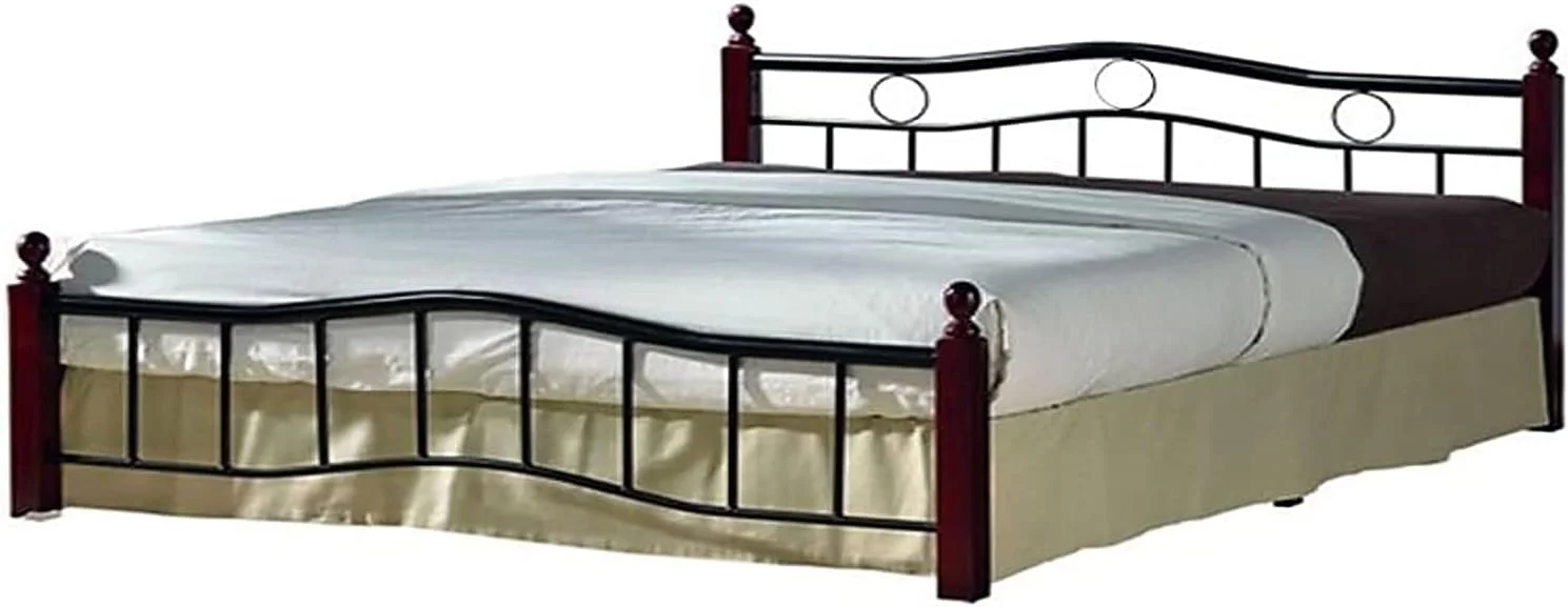 تخت خواب فلزی کارناک با پایه های چوبی 4 تایی ابعاد 150x190 سانتی متر