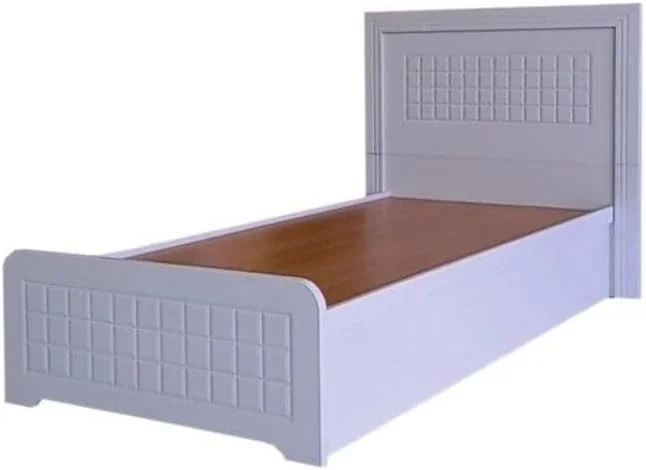 تخت خواب چوبی مدرن کرناک یک نفره سایز 90X190 سفید با تشک طبی