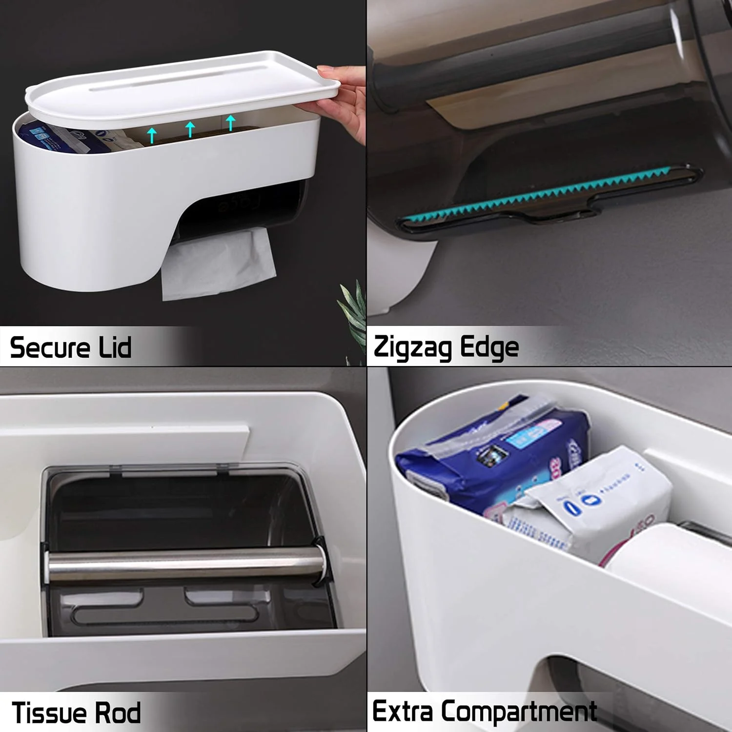 جا دستمال توالت چسبی Hokipo مدل AR2810 با محفظه نگهداری (سفید) جا دستمال توالت چسبی Hokipo مدل AR2810 با محفظه نگهداری (سفید)