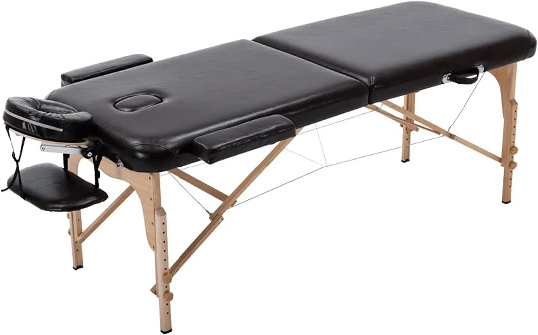 BOERNISEN Folding Bed Massage Table Portable 2 Section Folding Couch Bed Lightweight Beauty Salon Tattoo Therapy Wooden Frame 70 cm width -Black (Color : Black) BOERNISEN Folding Bed Massage Table Portable 2 Section Folding Couch Bed Lightweight Beauty Salon Tattoo Therapy Wooden Frame 70 cm width -Black (Color : Black)