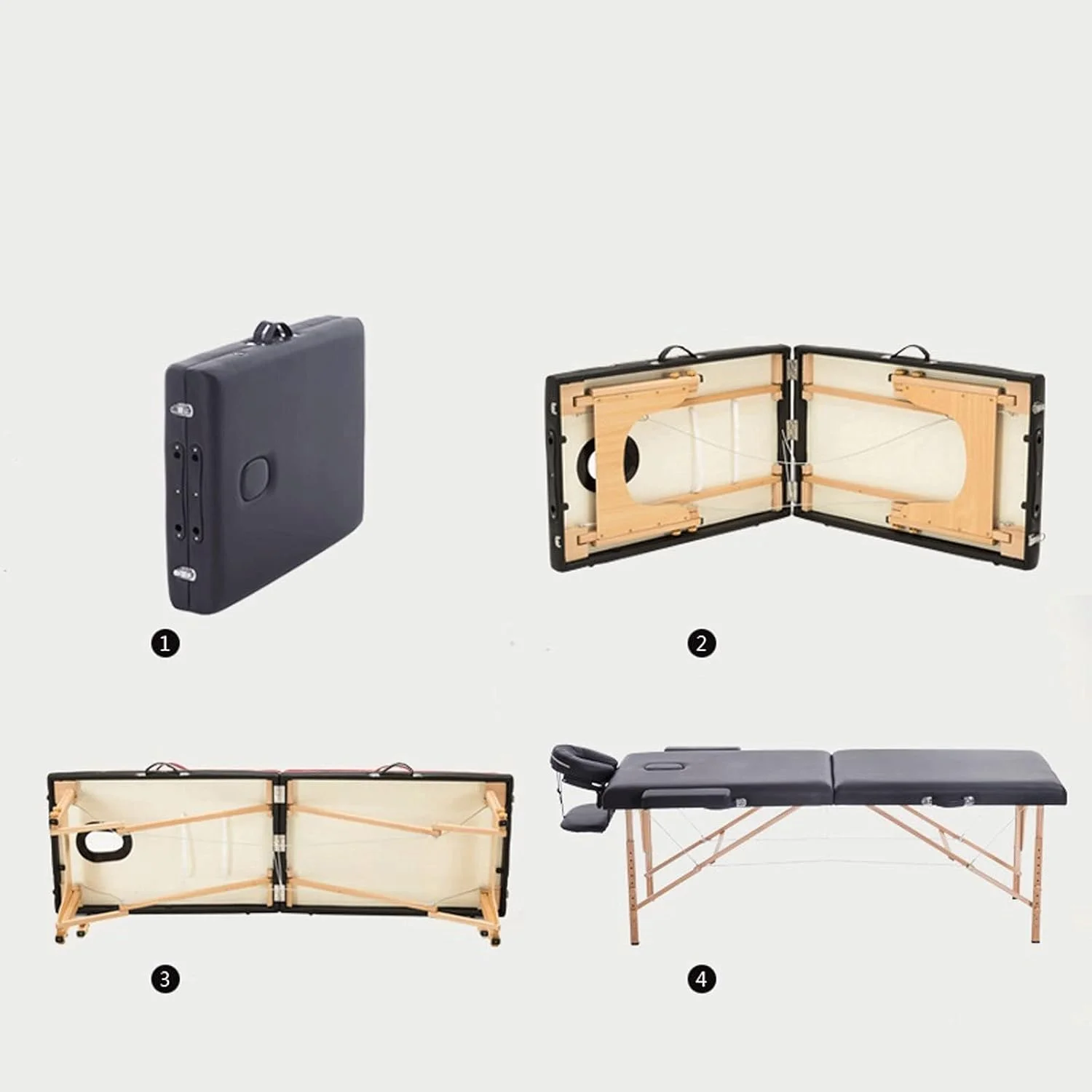 BOERNISEN Folding Bed Massage Table Portable 2 Section Folding Couch Bed Lightweight Beauty Salon Tattoo Therapy Wooden Frame 70 cm width -Black (Color : Black) BOERNISEN Folding Bed Massage Table Portable 2 Section Folding Couch Bed Lightweight Beauty Salon Tattoo Therapy Wooden Frame 70 cm width -Black (Color : Black)