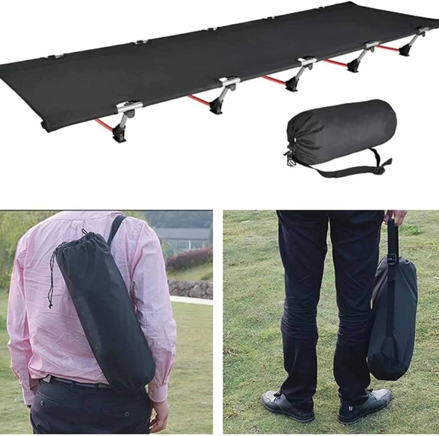 BOERNISEN Folding Bed محمولة قابلة للطي التخييم سرير شخص واحد سرير قابلة للطي في الهواء الطلق تحمل وزنًا مضغوطًا للتخييم في النزهة في الهواء الطلق (Color : Black) BOERNISEN Folding Bed محمولة قابلة للطي التخييم سرير شخص واحد سرير قابلة للطي في الهواء الطلق تحمل وزنًا مضغوطًا للتخييم في النزهة في الهواء الطلق (Color : Black)