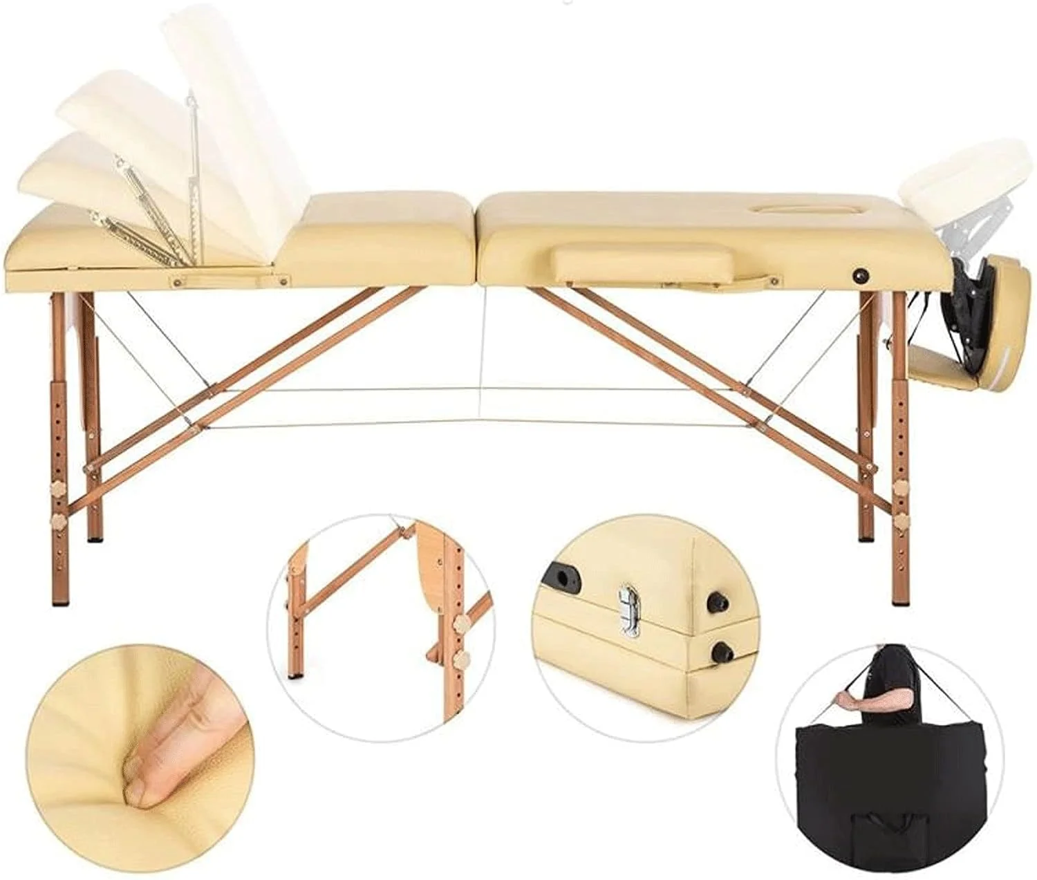 تخت تاشو BOERNISEN مدل 185X70cm، تخت زیبایی تاشو حرفه ای قابل حمل، میز ماساژ اسپا تاشو با کیف، مبلمان سالن چوبی تخت تاشو BOERNISEN مدل 185X70cm، تخت زیبایی تاشو حرفه ای قابل حمل، میز ماساژ اسپا تاشو با کیف، مبلمان سالن چوبی