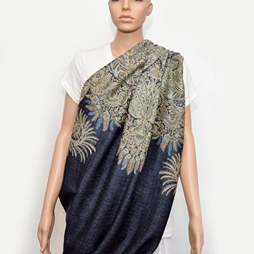 Totmizby Nursing Cover - Nursing Scarf - Nursing Infinity Scarf - Breastfeeding Cover (Navy Blue with Floral Golden Beige Pattern)