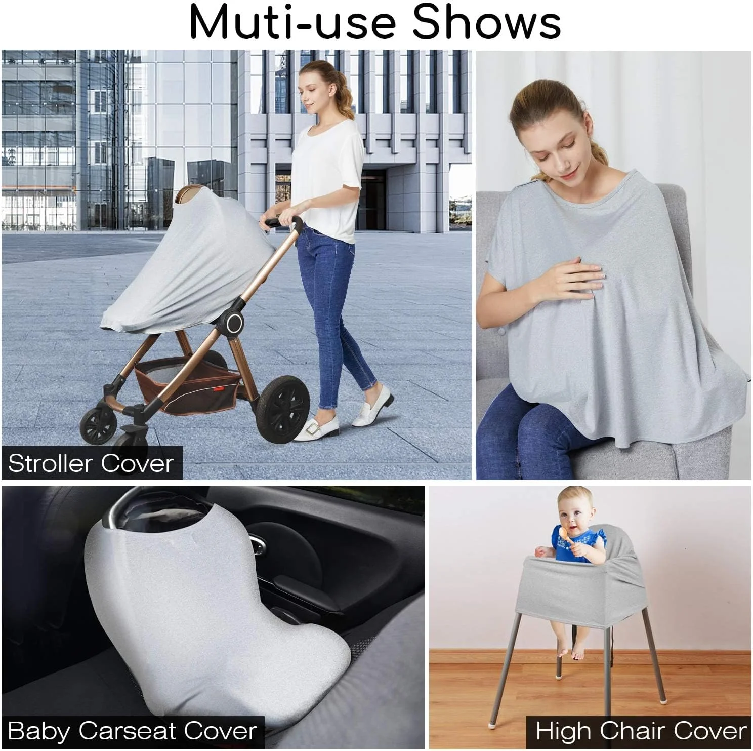 روپوش شیردهی YHRY، پانچو شیردهی نوزاد، پوشش شیردهی، شال شیردهی برای پسر و دختر، پوشش 360 درجه، سبک وزن، برای سایبان صندلی ماشین، صندلی بلند، کالسکه، سبد خرید