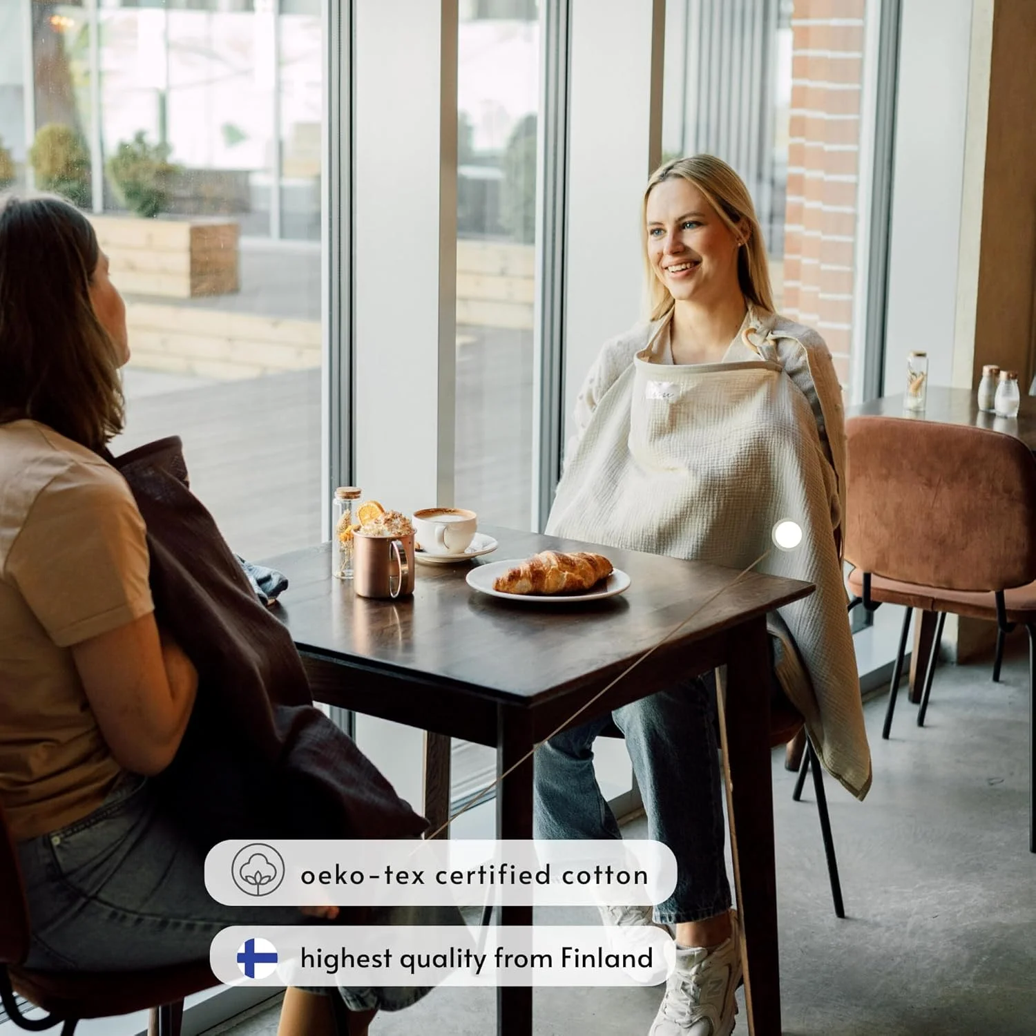 روپوش شیردهی TISU برای شیردهی و دوشیدن نوزاد | روکش چند منظوره صندلی ماشین و کالسکه | پنبه موسلین نرم و تنفسی | پیش بند و شال شیردهی (بژ جو دوسر (خنثی))