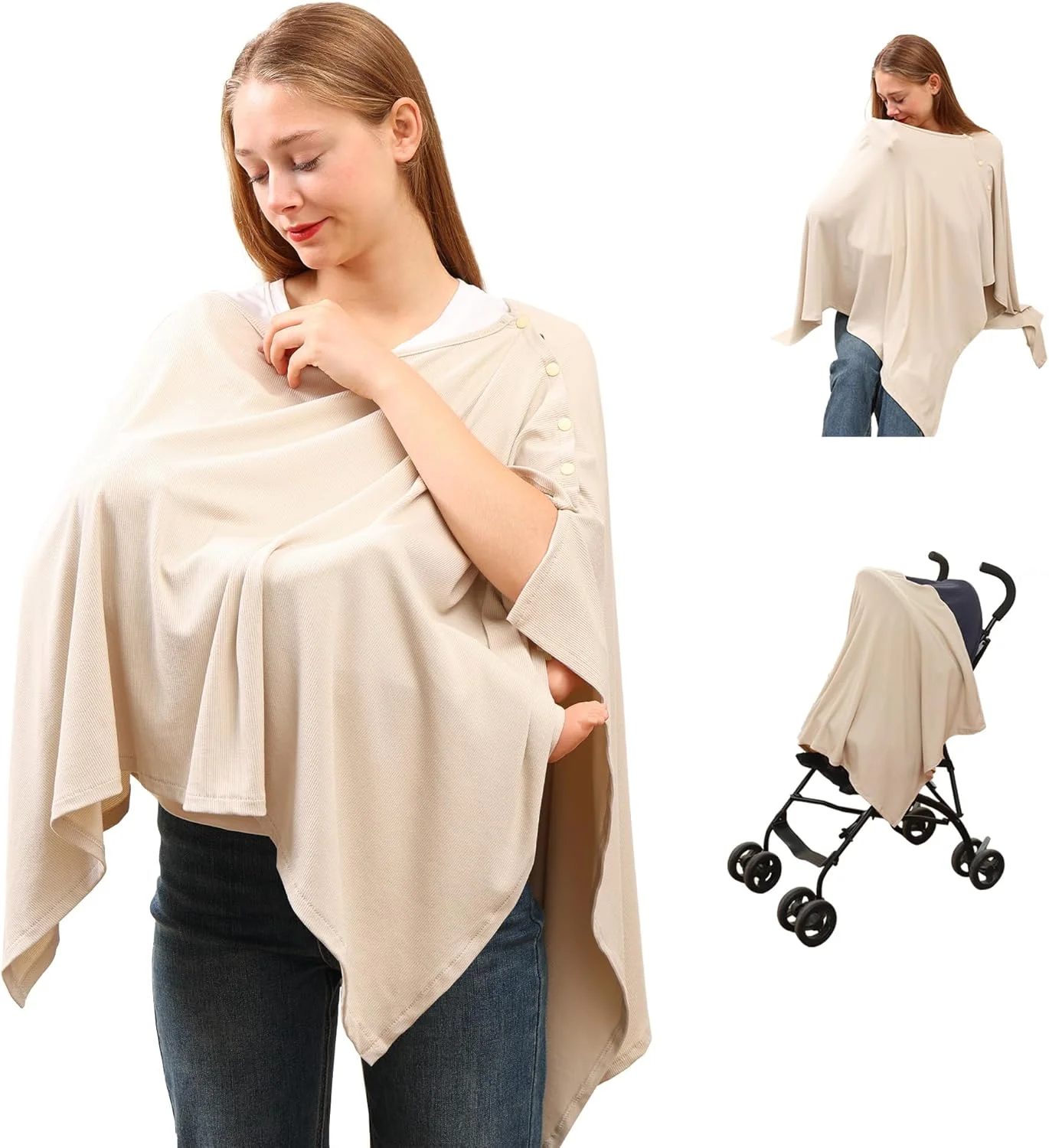 روپوش شیردهی TENTIDE - روپوش دنده ای ویسکوز از بامبو برای شیردهی نوزاد، پوشش کامل، نرم و تنفس پذیر، شال چند منظوره روکش صندلی ماشین روپوش شیردهی TENTIDE - روپوش دنده ای ویسکوز از بامبو برای شیردهی نوزاد، پوشش کامل، نرم و تنفس پذیر، شال چند منظوره روکش صندلی ماشین