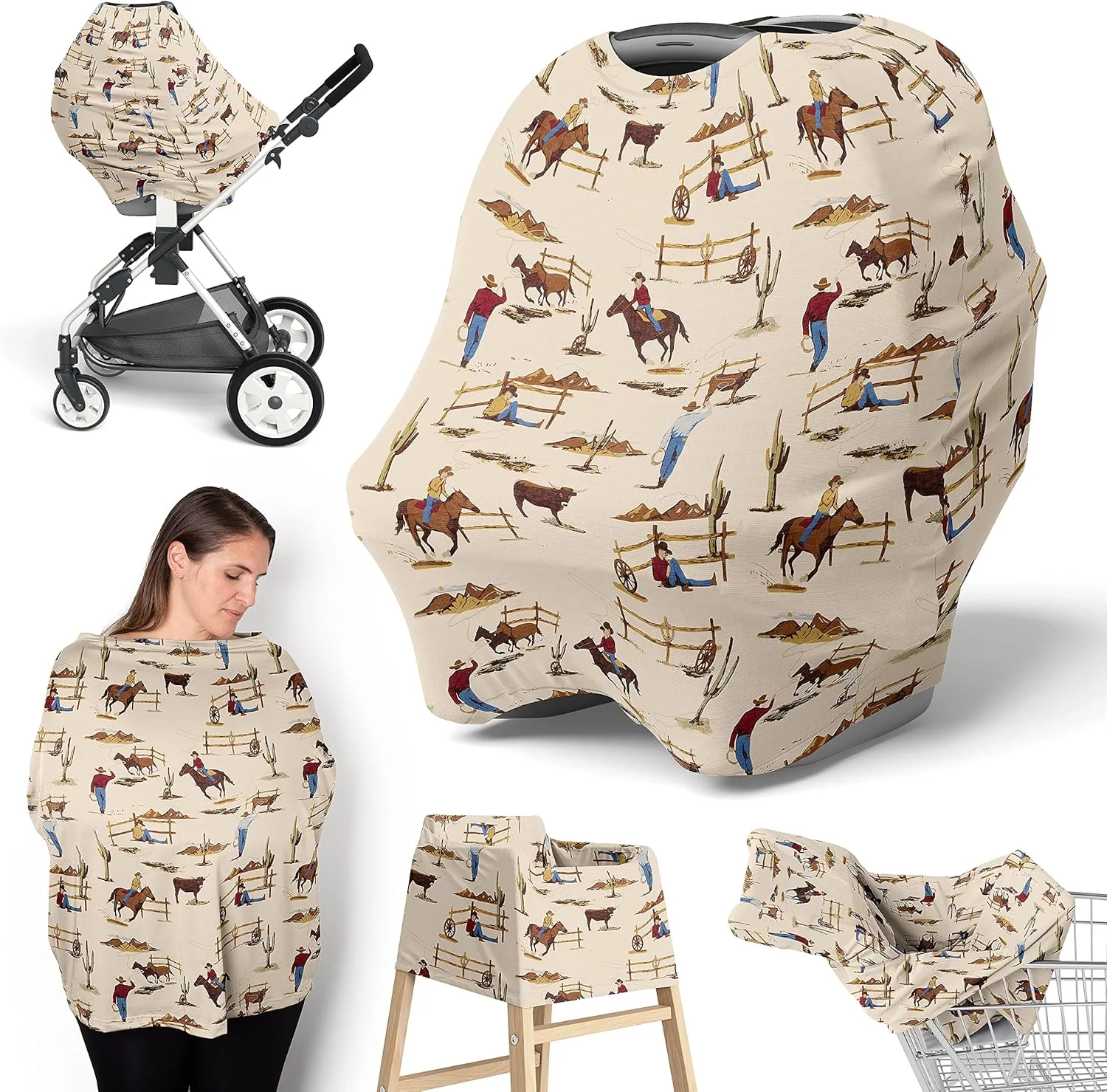 روکش صندلی ماشین کودک، پوشش شیردهی، سبد خرید و سایبان کالسکه کودک طرح گاوچران وسترن سوییت جوجو دیزاینز - قهوه ای تان، قرمز، طرح روستایی جنوب، شکلاتی، آبی و سفید، اسب و وایلد وست روکش صندلی ماشین کودک، پوشش شیردهی، سبد خرید و سایبان کالسکه کودک طرح گاوچران وسترن سوییت جوجو دیزاینز - قهوه ای تان، قرمز، طرح روستایی جنوب، شکلاتی، آبی و سفید، اسب و وایلد وست